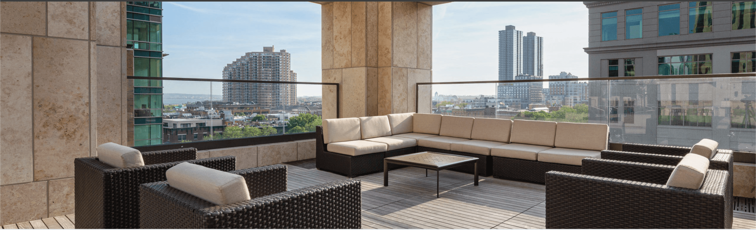 99 Hudson covered resident terrace
